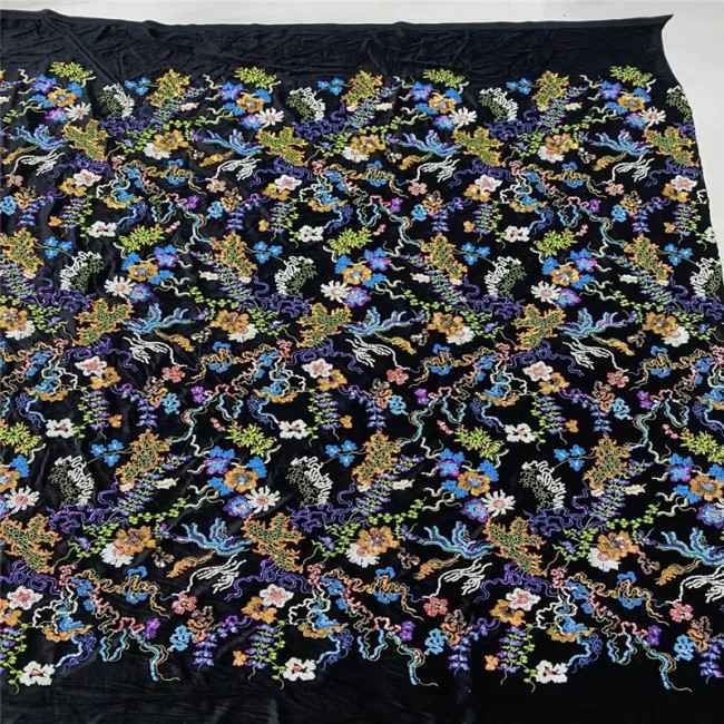 5 Yards Multi-Color Sequins Pearls Beaded Embroidered 3D Floral Lace Material Fabric JLT185