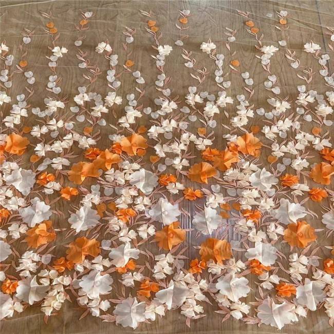 5 Yards Multi-Color Sequins Pearls Beaded Embroidered 3D Floral Lace Material Fabric JLT198