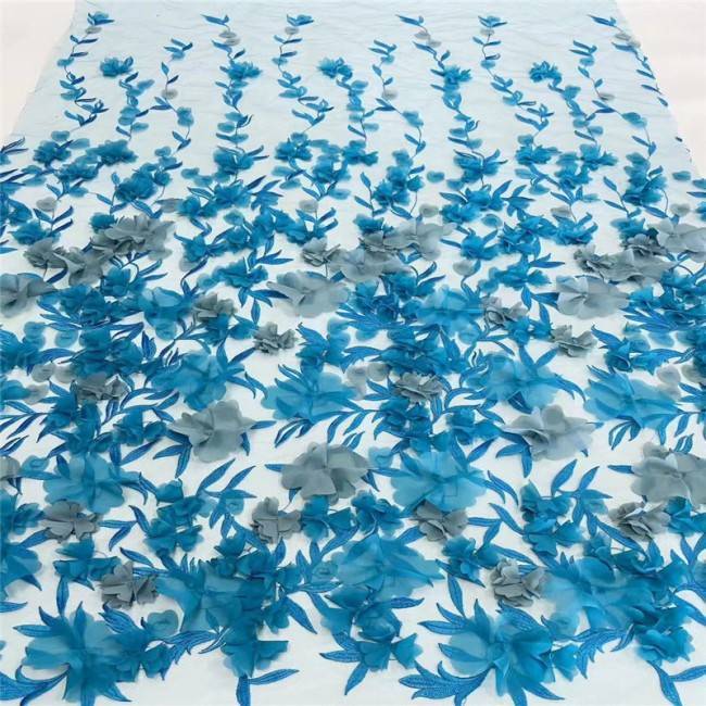 5 Yards Multi-Color Sequins Pearls Beaded Embroidered 3D Floral Lace Material Fabric JLT198
