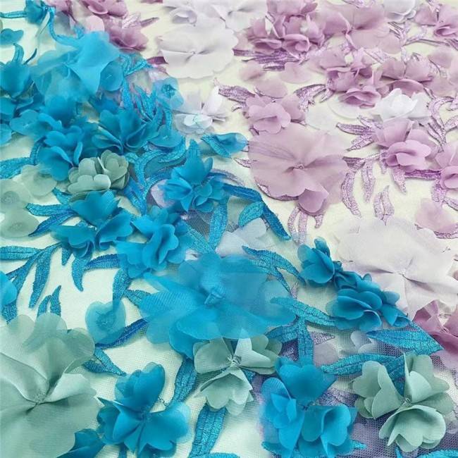 5 Yards Multi-Color Sequins Pearls Beaded Embroidered 3D Floral Lace Material Fabric JLT198