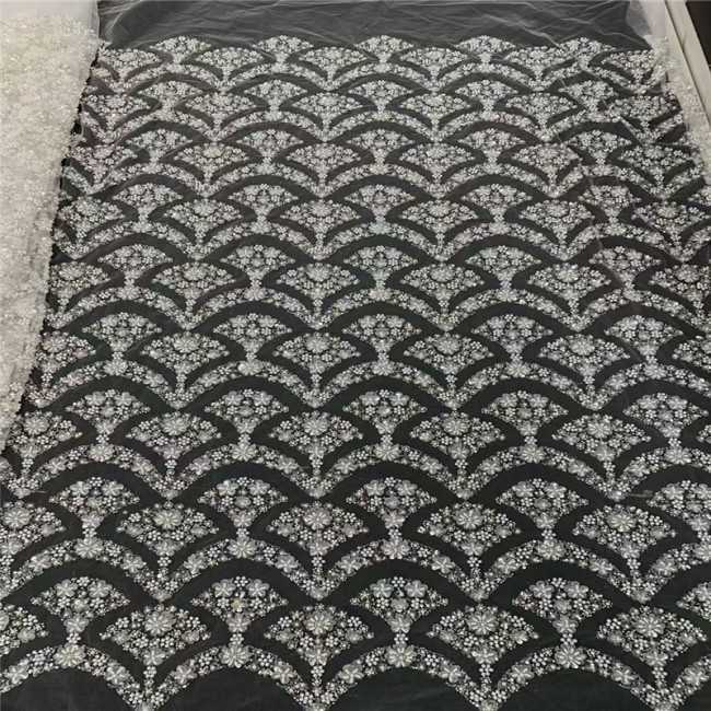 5 Yards Multi-Color Sequins Pearls Beaded Embroidered 3D Floral Lace Material Fabric JLT202