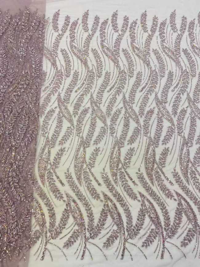 5 Yards Beaded 3D Leaves Lace Material Fabric JX460