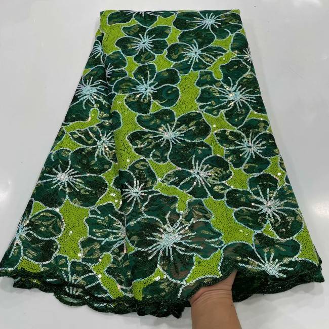 5 Yards Multi-Color Sequins Pearls Beaded Embroidered 3D Floral Lace Material Fabric ZT010