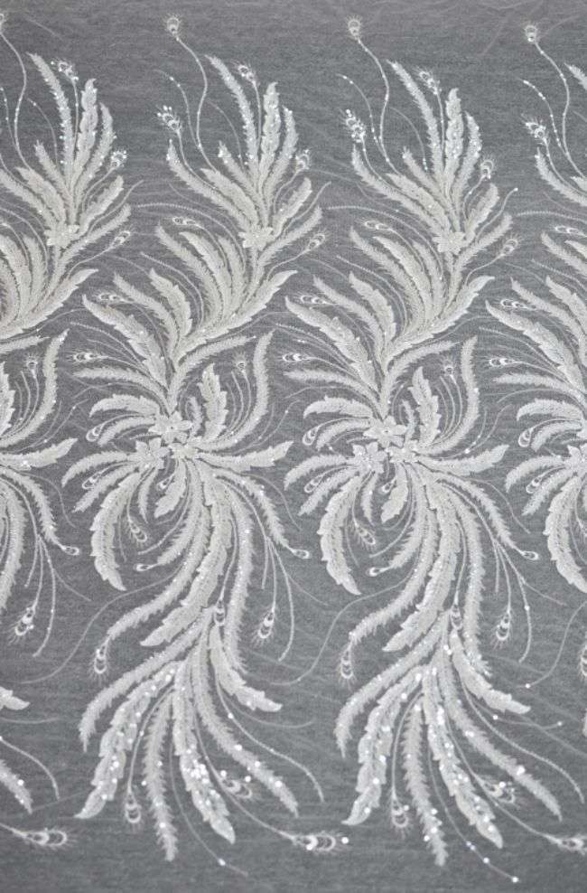 10 Yards White Luxury Heavy Beaded Embroidered Bridal Lace Material Fabric