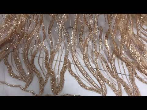 5 Yards Beaded Lace Material Fabric