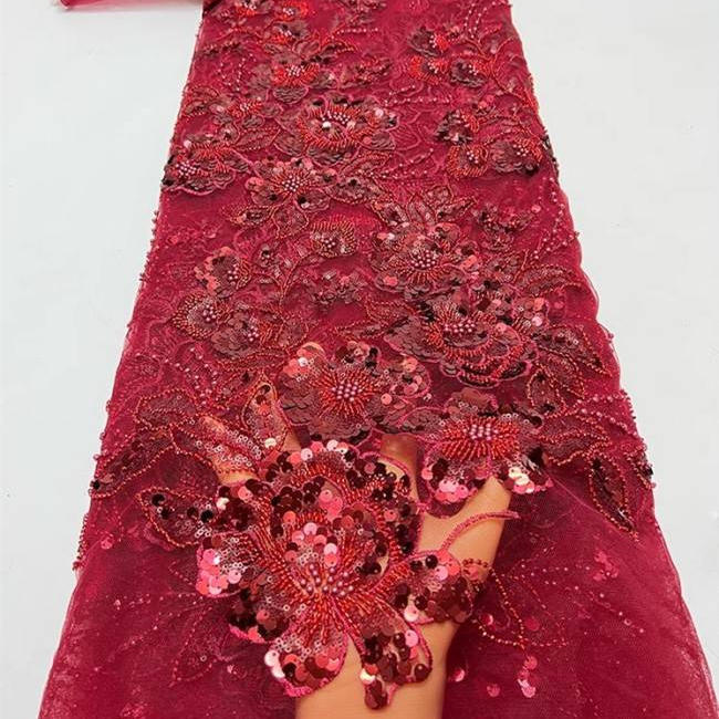 5 Yards Pearls Beaded Lace Material Fabric