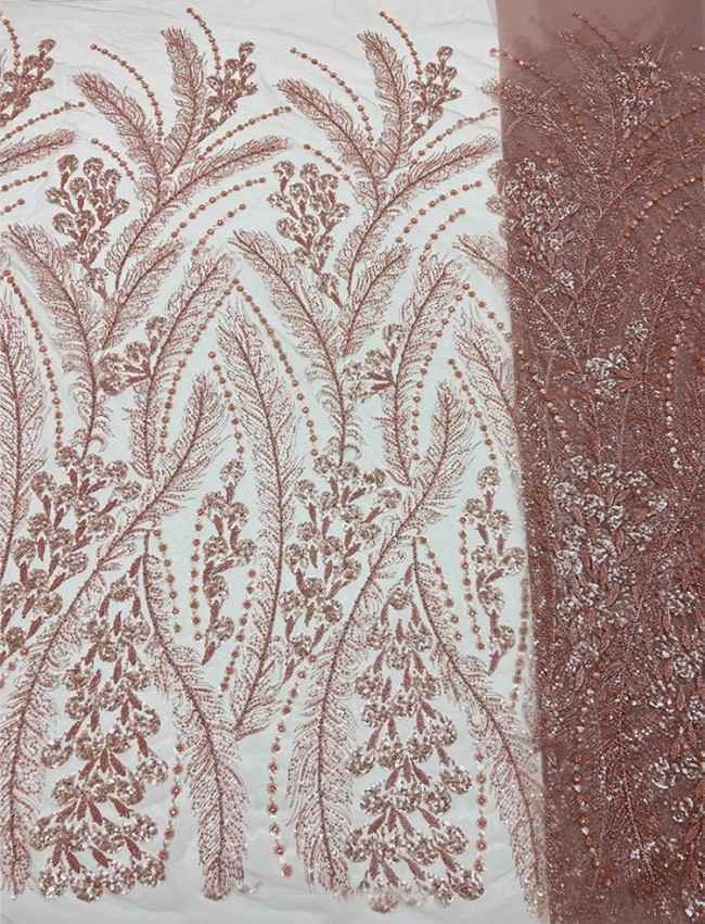 5 Yards Multi-Color Sequins Pearls Beaded Embroidered 3D Floral Lace Material Fabric ZT031