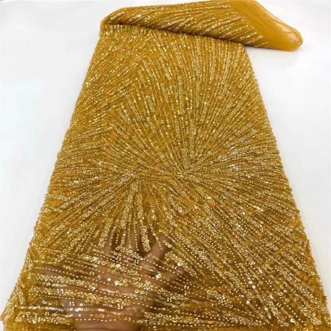 5 Yards Beaded Lace Material Fabric