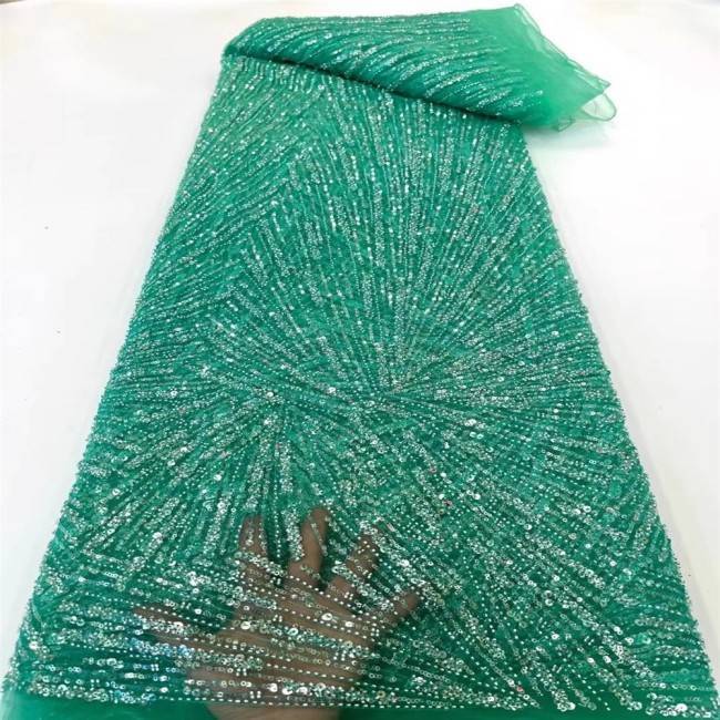 5 Yards Beaded Lace Material Fabric