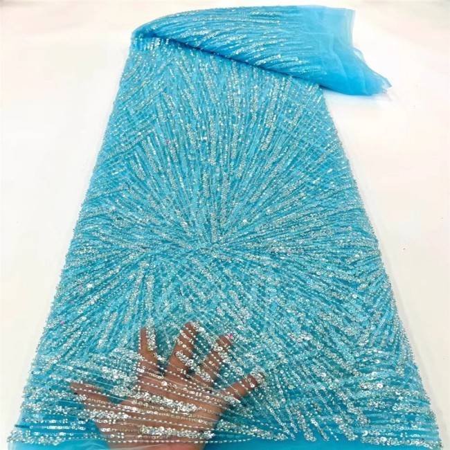 5 Yards Beaded Lace Material Fabric
