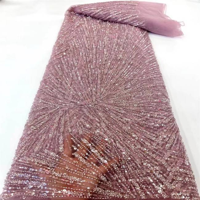 5 Yards Beaded Lace Material Fabric