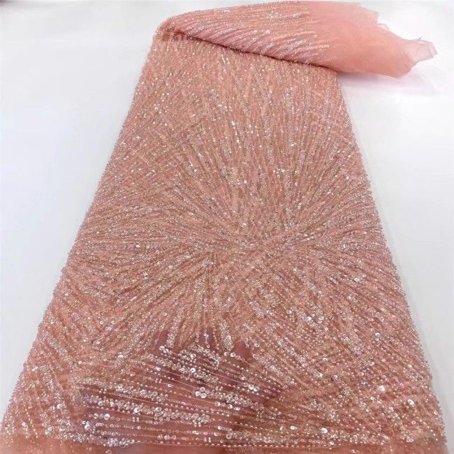 5 Yards Beaded Lace Material Fabric For Dressmaking