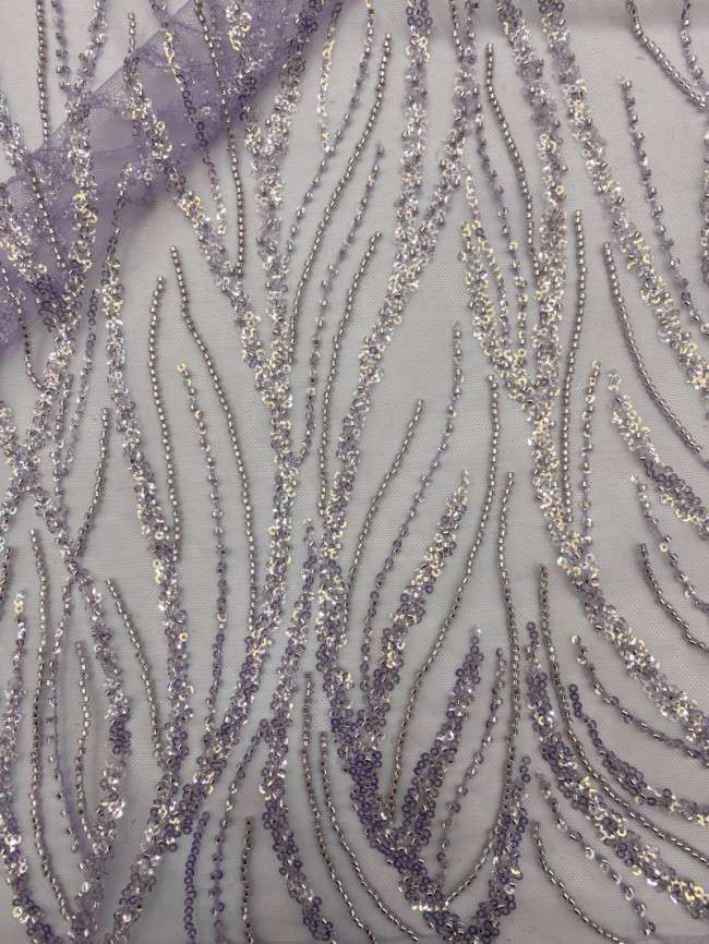 5 Yards White Beaded Bridal Lace Material Fabric For Dresses