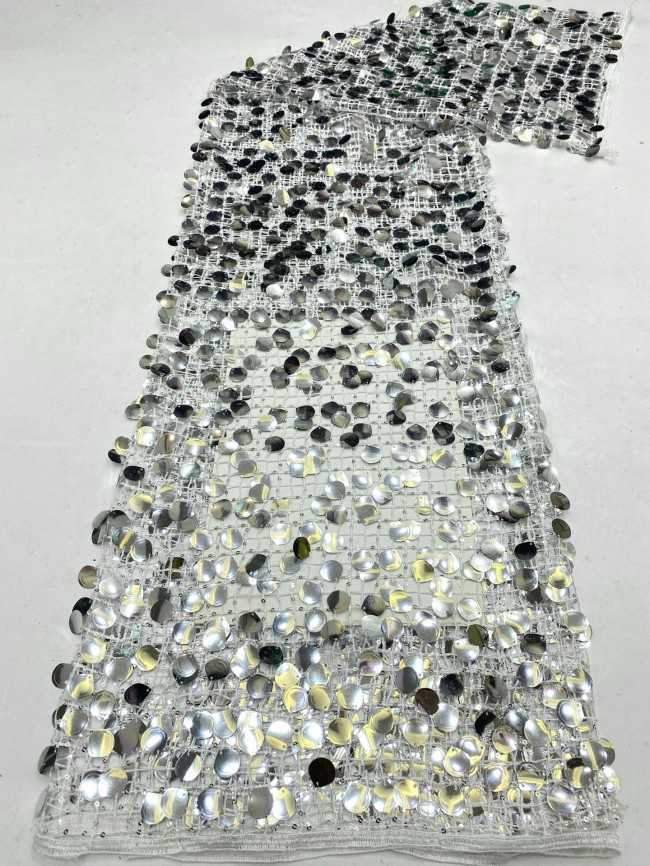 5 Yards 18mm Big Sequins Lace Material Fabric For Dresses