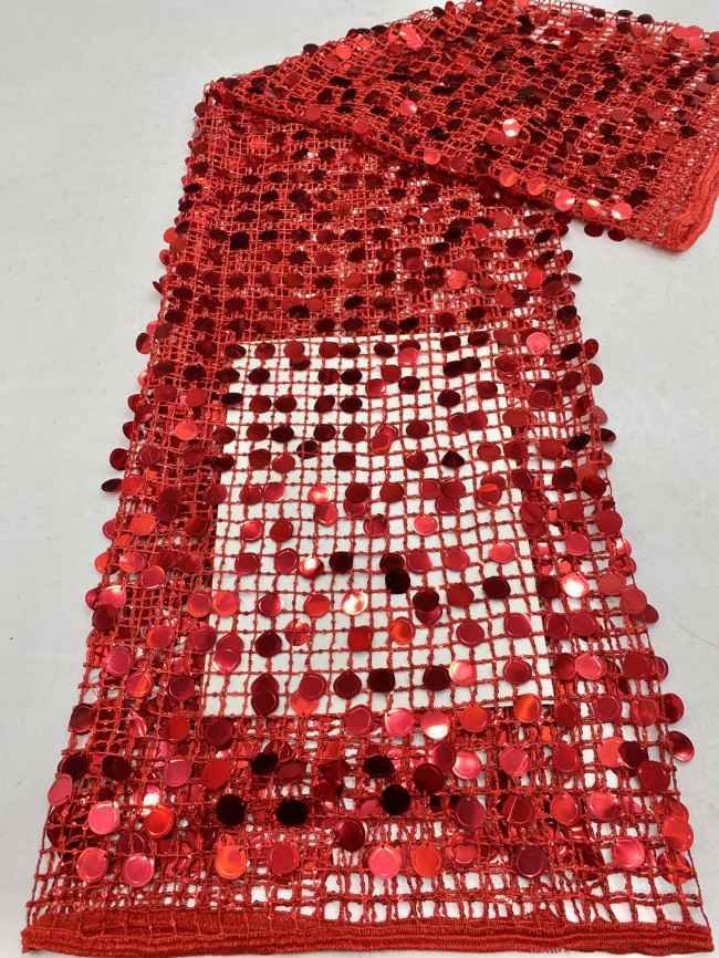 5 Yards 18mm Big Sequins Lace Material Fabric For Dresses
