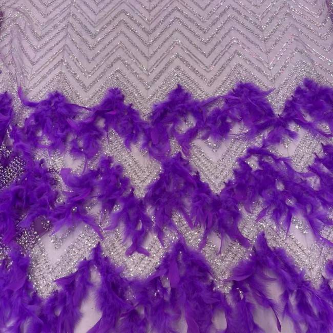 5 Yards Beaded Feather Lace Material Fabric JX468