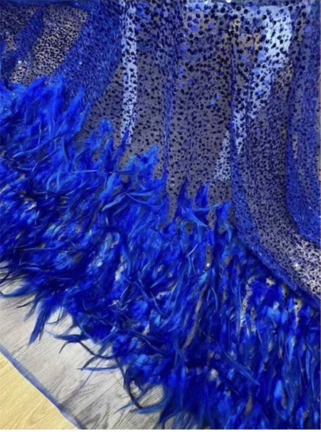 5 Yards Beaded 3D Feather Lace Material Fabric