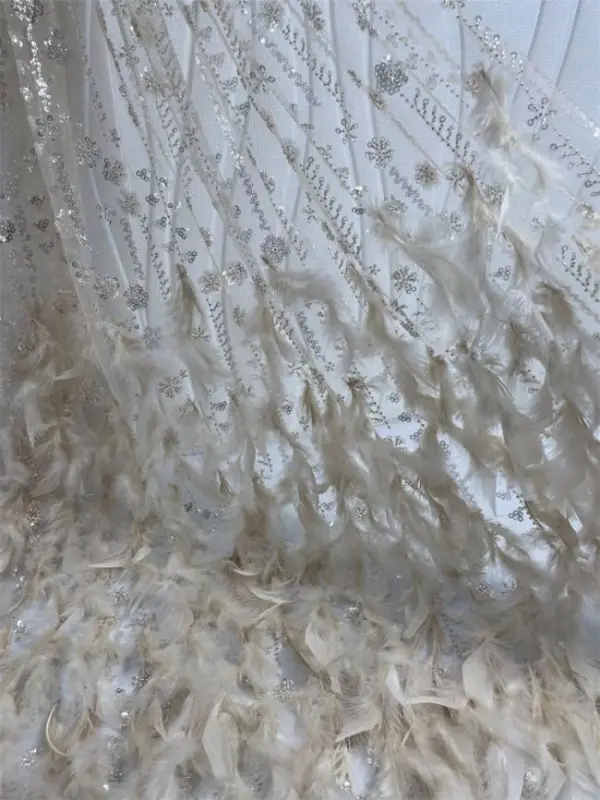 5 Yards Multi-Color Sequins Pearls Beaded Embroidered 3D Floral Lace Material Fabric ZT036
