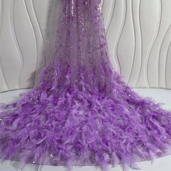 5 Yards Multi-Color Sequins Pearls Beaded Embroidered 3D Floral Lace Material Fabric ZT036