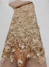 5 Yards Beaded 3D Floral Lace Material Fabric For Dresses
