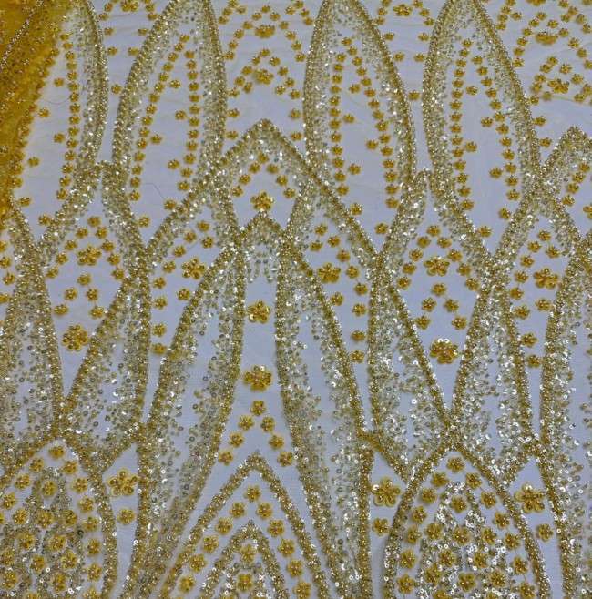 5 Yards Pearls Beaded 3D Floral Lace Material Fabric For Dresses