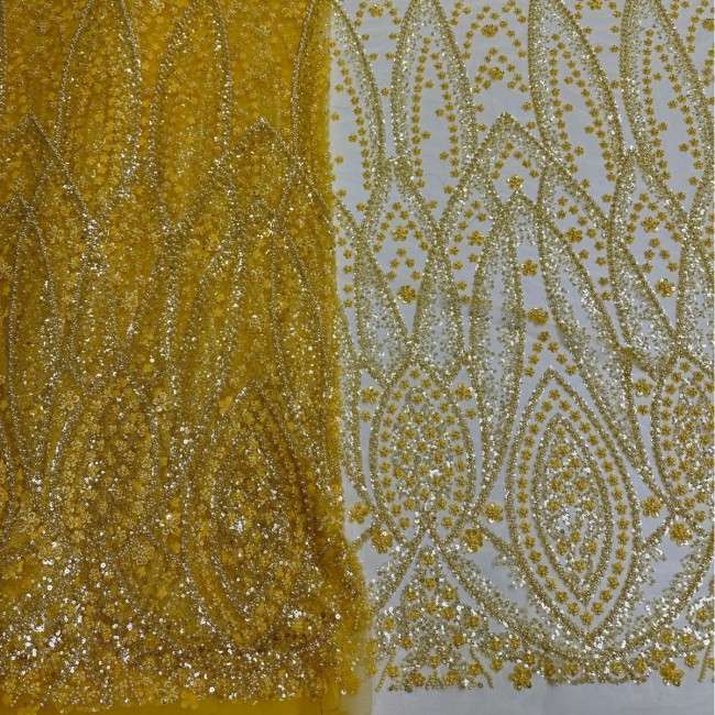 5 Yards Pearls Beaded 3D Floral Lace Material Fabric For Dresses