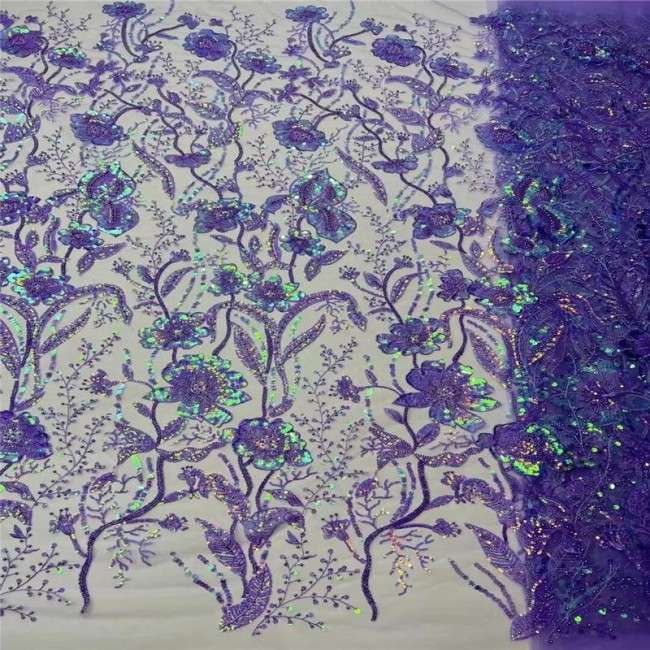 5 Yards Beaded Embroidered Lace Material Fabric
