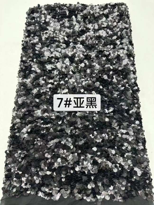 5 Yards Colorful Sequins Pearls Beaded Embroidered 3D Floral Lace Material Fabric For Dresses JC002