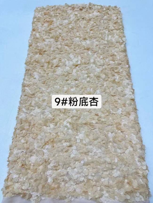 5 Yards Colorful Sequins Pearls Beaded Embroidered 3D Floral Lace Material Fabric For Dresses JC002