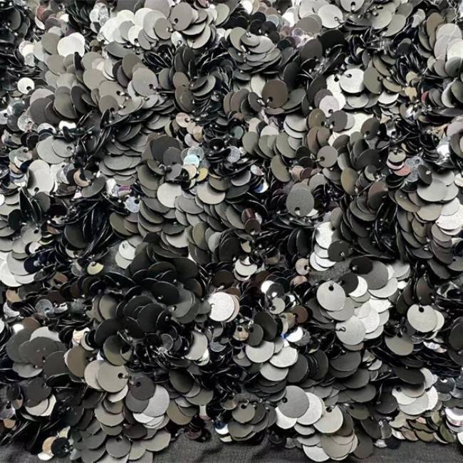 5 Yards Colorful Sequins Pearls Beaded Embroidered 3D Floral Lace Material Fabric For Dresses JC002