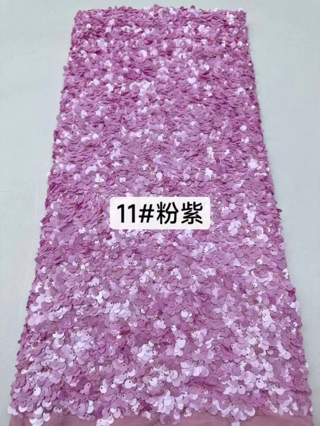5 Yards Colorful Sequins Pearls Beaded Embroidered 3D Floral Lace Material Fabric For Dresses JC002