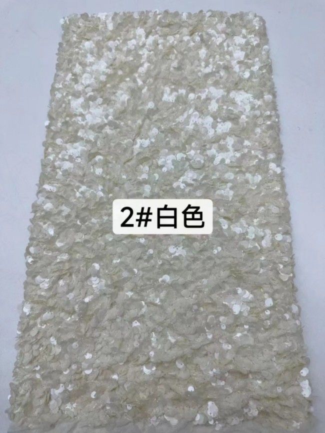 5 Yards Colorful Sequins Pearls Beaded Embroidered 3D Floral Lace Material Fabric For Dresses JC002