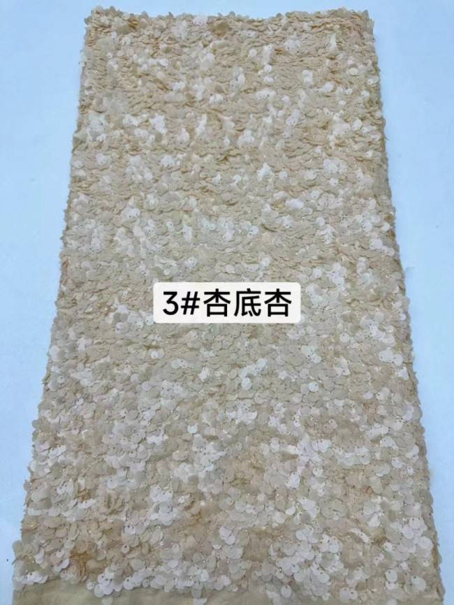 5 Yards Colorful Sequins Pearls Beaded Embroidered 3D Floral Lace Material Fabric For Dresses JC002