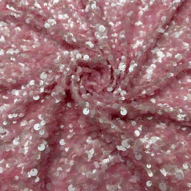 5 Yards Colorful Sequins Pearls Beaded Embroidered 3D Floral Lace Material Fabric For Dresses JC002