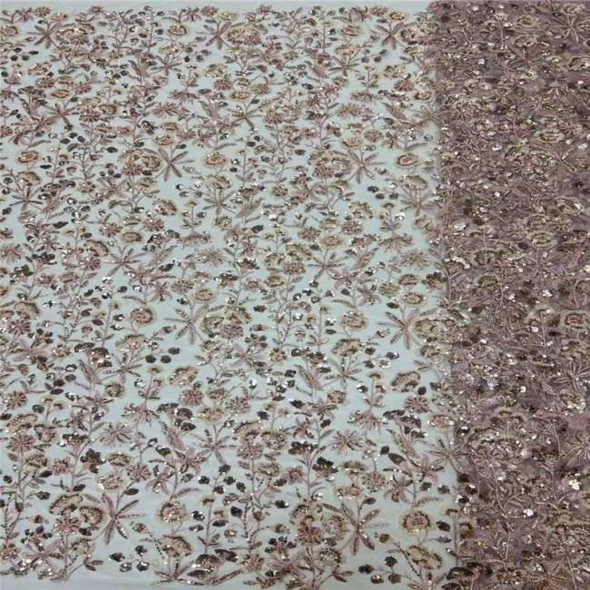 5 Yards Colorful Sequins Pearls Beaded Embroidered 3D Floral Lace Material Fabric For Dresses JC004