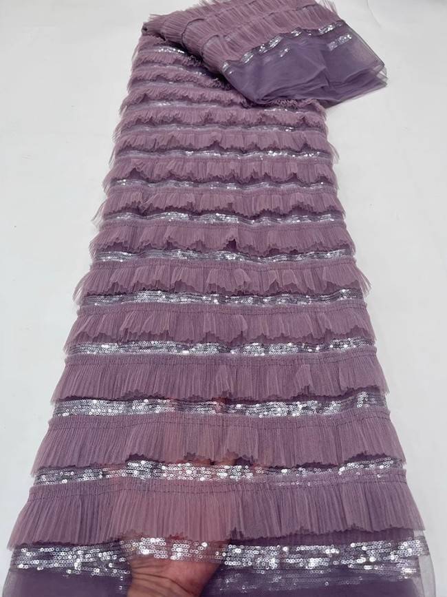 5 Yards Colorful Sequins Pearls Beaded Embroidered 3D Floral Lace Material Fabric For Dresses JC023