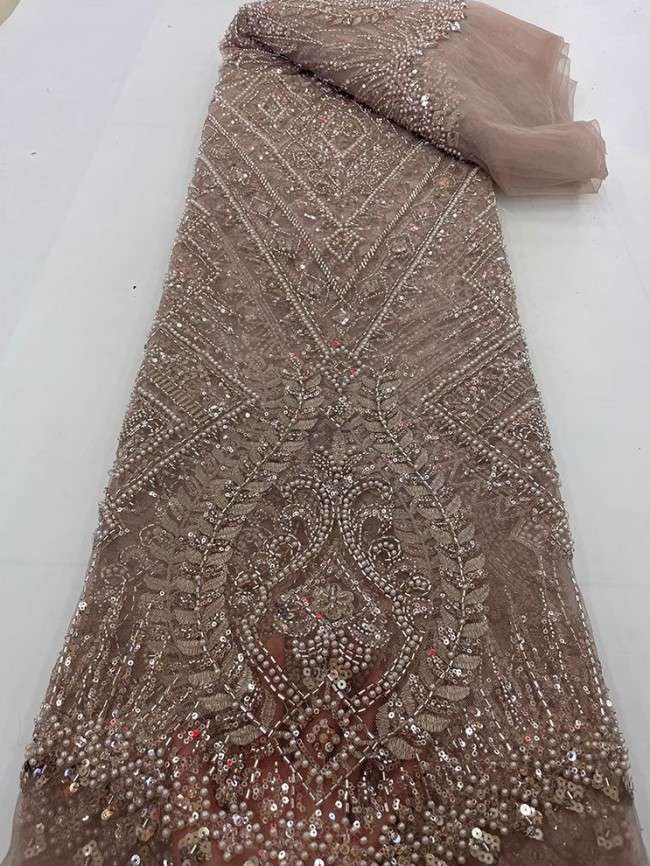 5 Yards Colorful Sequins Pearls Beaded Embroidered 3D Floral Lace Material Fabric For Dresses JC030