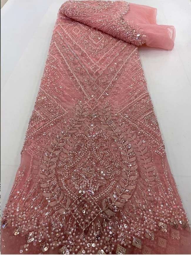 5 Yards Colorful Sequins Pearls Beaded Embroidered 3D Floral Lace Material Fabric For Dresses JC030