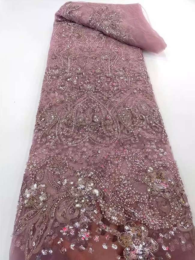 5 Yards Colorful Sequins Pearls Beaded Embroidered 3D Floral Lace Material Fabric For Dresses JC034