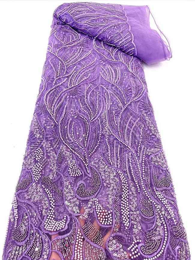5 Yards Colorful Sequins Pearls Beaded Embroidered 3D Floral Lace Material Fabric For Dresses JC039