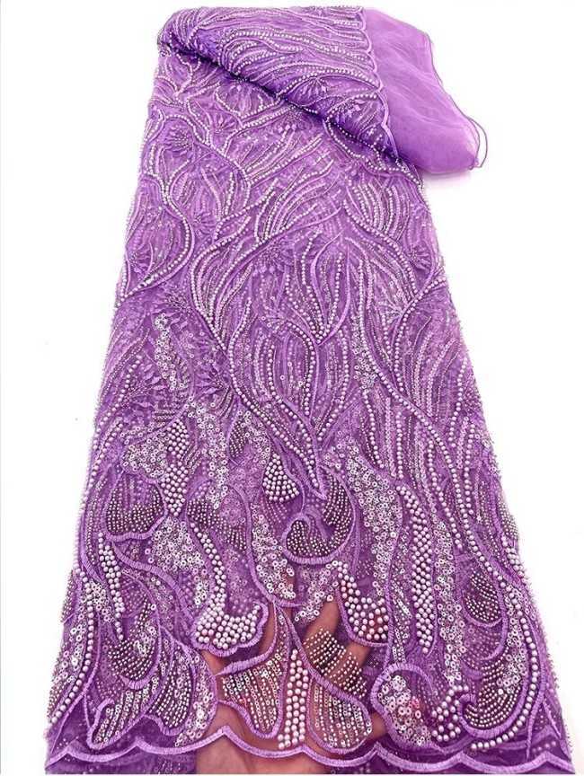 5 Yards Colorful Sequins Pearls Beaded Embroidered 3D Floral Lace Material Fabric For Dresses JC039