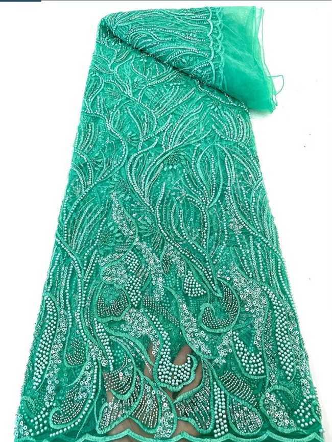 5 Yards Colorful Sequins Pearls Beaded Embroidered 3D Floral Lace Material Fabric For Dresses JC039