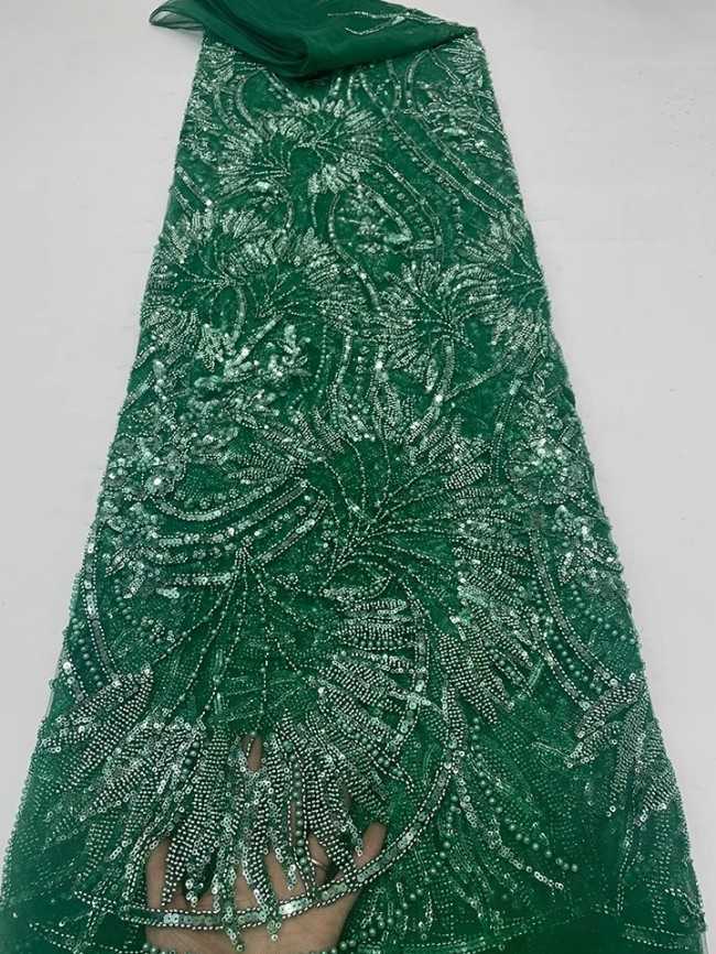 5 Yards Colorful Sequins Pearls Beaded Embroidered 3D Floral Lace Material Fabric For Dresses JC040