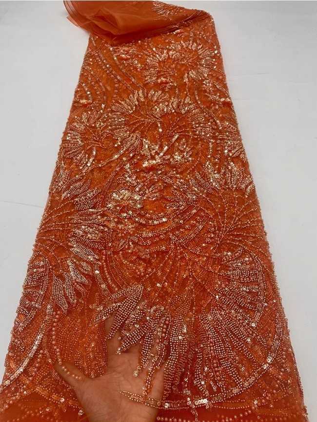 5 Yards Colorful Sequins Pearls Beaded Embroidered 3D Floral Lace Material Fabric For Dresses JC040