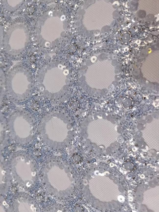5 Yards Colorful Sequins Pearls Beaded Embroidered 3D Floral Lace Material Fabric For Dresses JC041