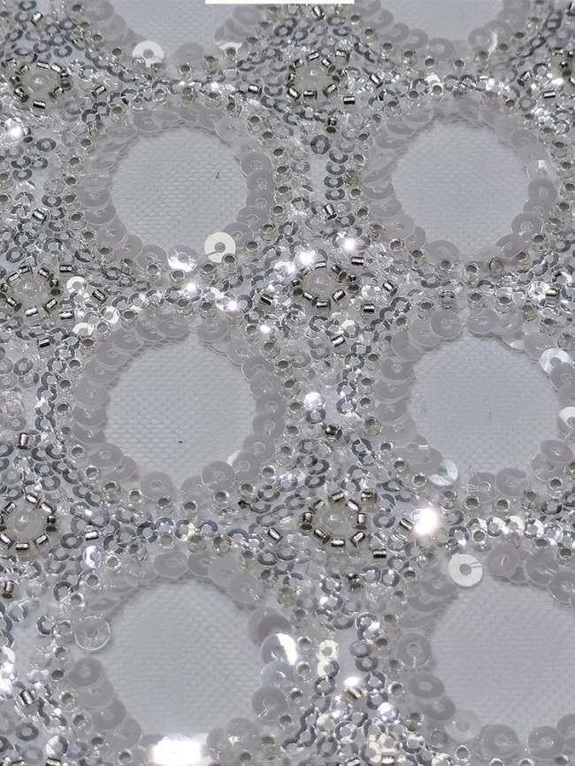 5 Yards Colorful Sequins Pearls Beaded Embroidered 3D Floral Lace Material Fabric For Dresses JC041