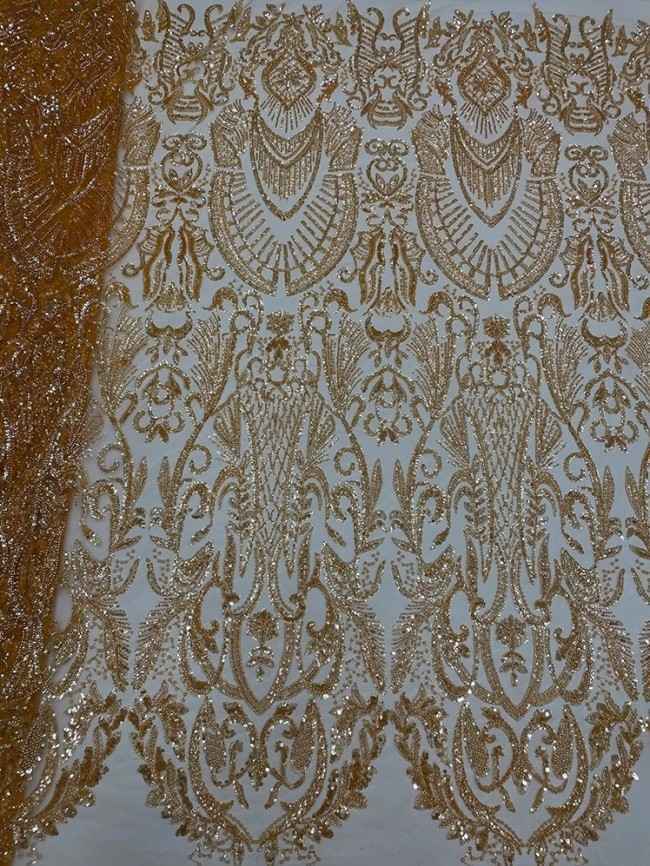 5 Yards Colorful Sequins Pearls Beaded Embroidered 3D Floral Lace Material Fabric For Dresses JC042