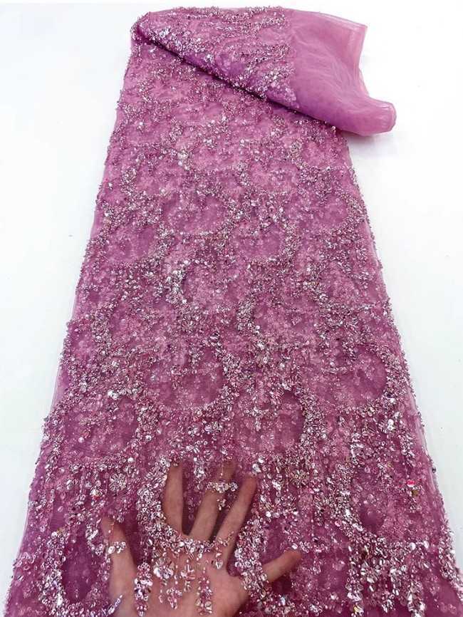 5 Yards Colorful Sequins Pearls Beaded Embroidered 3D Floral Lace Material Fabric For Dresses JC044