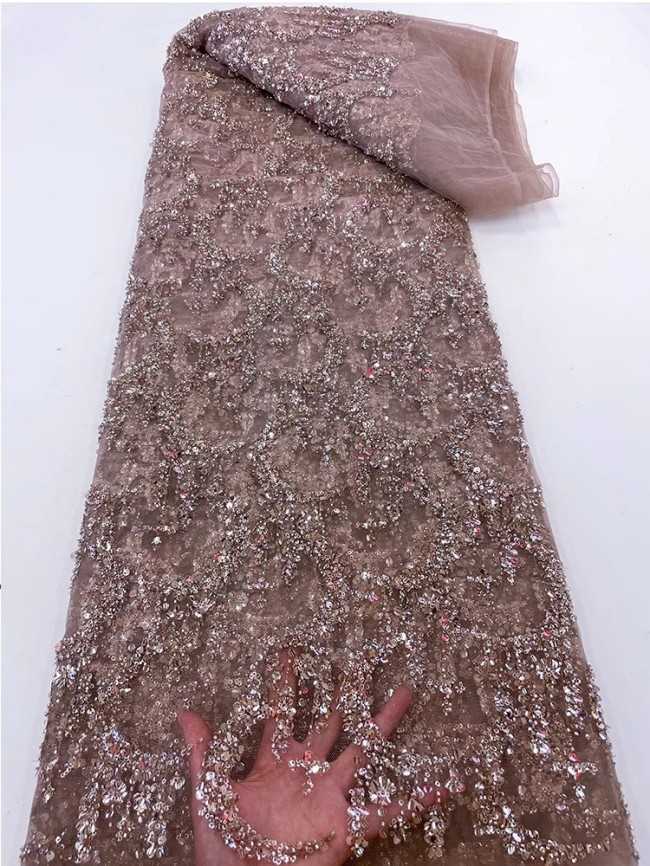 5 Yards Colorful Sequins Pearls Beaded Embroidered 3D Floral Lace Material Fabric For Dresses JC044