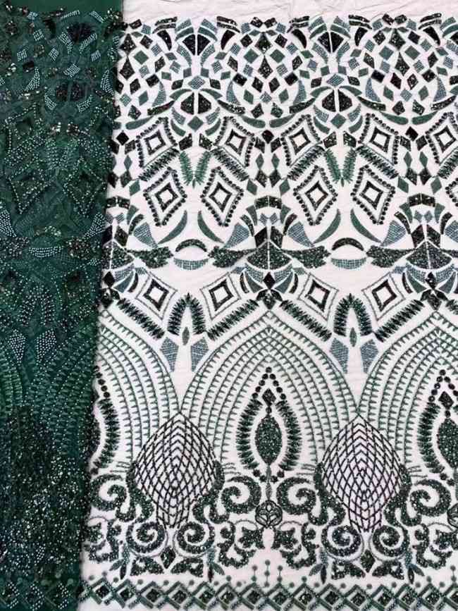 5 Yards Colorful Sequins Pearls Beaded Embroidered 3D Floral Lace Material Fabric For Dresses JC045